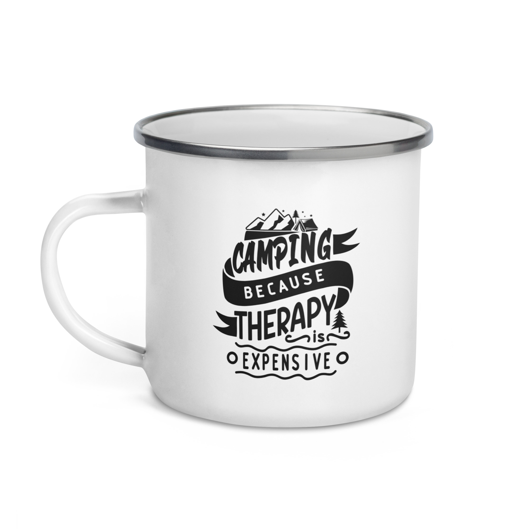 Taza Esmaltada - "Camping because therapy is expensive" - Imagen 3