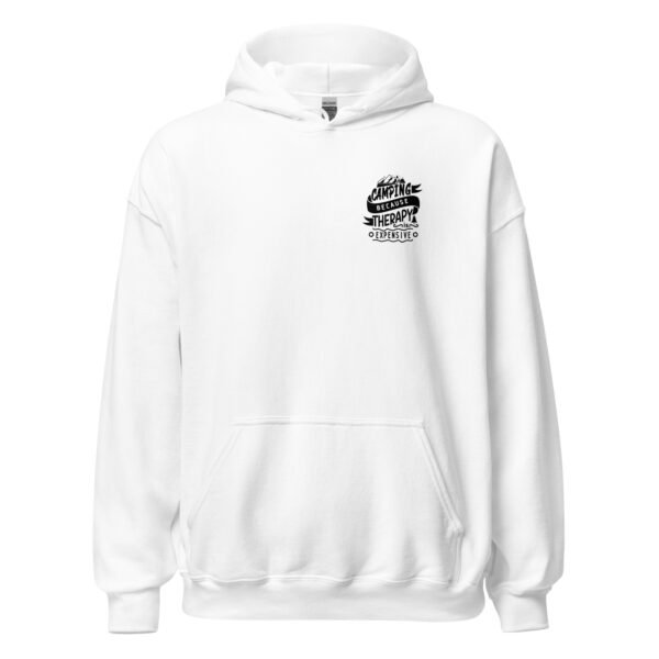 Sudadera con Capucha Unisex - "Camping because therapy is expensive"